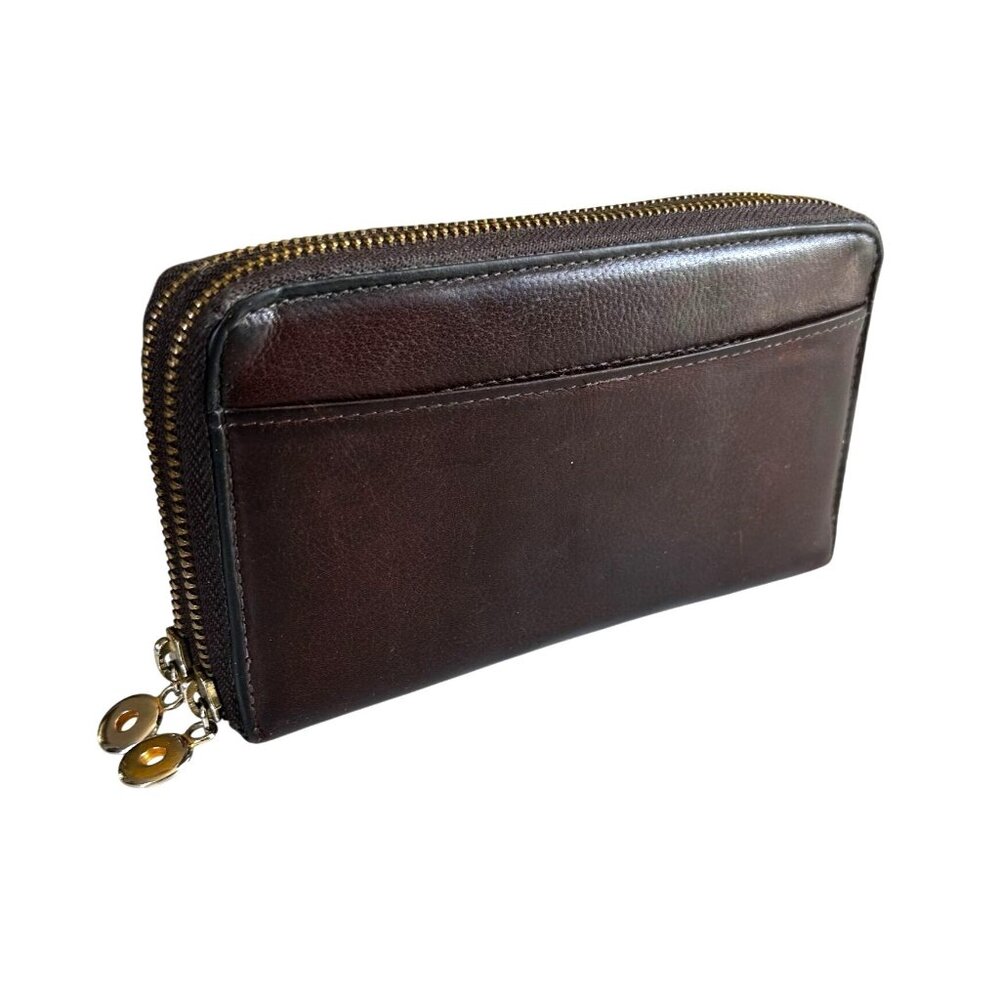 Wilsons Leather Dark Brown Zip Wallet
